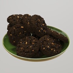 Plate of delicious chocolate cookies