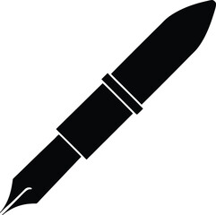 Fountain Pen Silhouette Vector Art Illustration