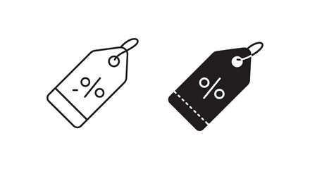 Discount price tags with percentage symbols on white background silhouette