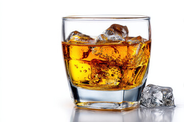 Glass of whiskey isolated on white background