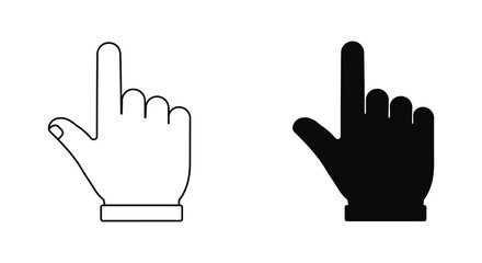 Black and white hand icons pointing up with index finger silhouette