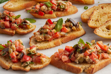 Eggplant tartare with baguette