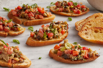 Eggplant tartare with baguette