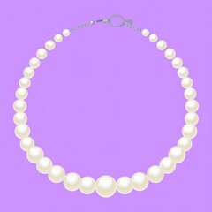 Obraz premium A circular pearl necklace with a simple clasp, beautifully illustrated against a muted lavender background.