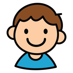 Cartoon Boy Face Icon Vector.
