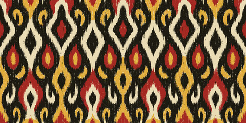 Ethnic abstract ikat art. Seamless pattern in tribal, folk embroidery, and Mexican style. Aztec geometric art ornament print. Design for carpet, wallpaper, clothing, wrapping, fabric, cover, textile