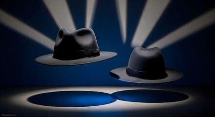 Futuristic Fedora Hat Mockup with Neon Spotlight