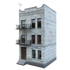 Industrial-style gray apartment building facade.
