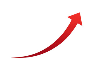Red arrow pointing upwards indicating growth isolated on transparent background