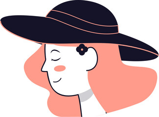 Profile view of a girl wearing a wide-brimmed hat, with a peaceful expression.