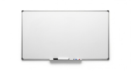 Clean Whiteboard with Markers on Isolated transparent background, Ready for Presentation