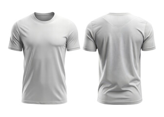 Blank Gray T-Shirt Mockup, Front and Back View, white t shirt template isolated on transparent png background.