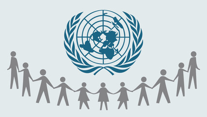 United Nations Day Vector Illustration - Global Unity with Diverse Figures and Olive Branch Emblem in Flat Design