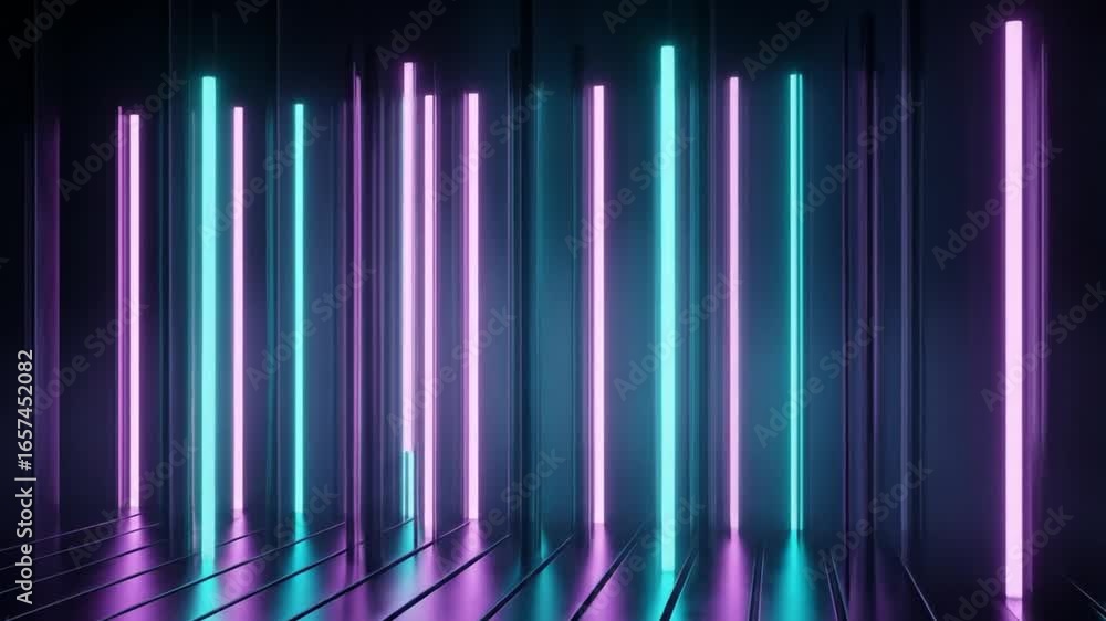 Aufkleber illuminated rhythm: dynamic neon light display for creative visuals and technological aesthetics, pe