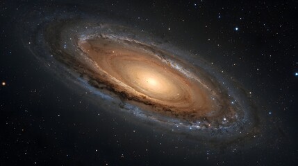 Stunning spiral galaxy in deep space with glowing core, swirling arms of stars, dust, and cosmic gas, representing the beauty and mystery of the infinite universe