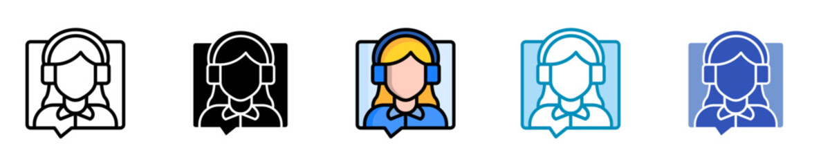 Virtual Assistant  Icon Set Multiple Style Collection
