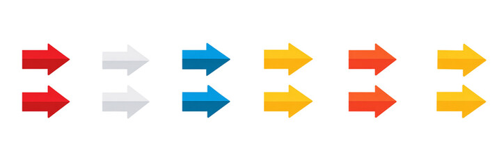 Colorful arrow set isolated on transparent background indicating direction and choice