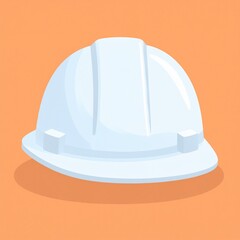 Fototapeta premium A simple, light-blue safety helmet is presented against a muted, peachy-orange background, conveying a sense of security and professionalism.
