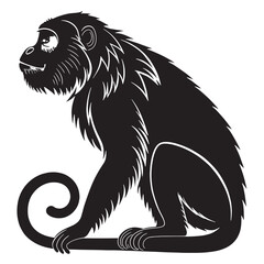 black howler monkey Silhouette Vector, High Quality Illustration on White Background