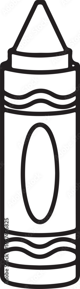 Poster simple outline drawing of a single crayon with a pointed tip