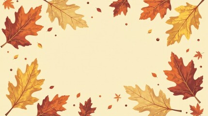 Obraz premium Autumnal Leaves Frame A Festive Background Design with Warm Tones and Falling Foliage