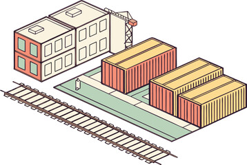 Rail Freight Containers &ndash; Isometric Yard
