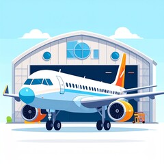 Obraz premium A large passenger jet sits inside a spacious hangar, ready for maintenance or a new flight.