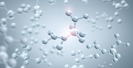 3D rendering of Chemical Biotechnology molecular structure with selective focus.