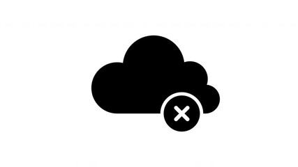 Silhouette cloud deletion symbol symbolizing data removal cybersecurity concepts tech digital designs brochures presentations websites articles informative purposes. transparent background.