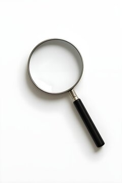 Fototapeta Magnifying glass on plain white background