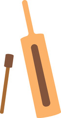 A simple illustration of a cricket bat and ball.
