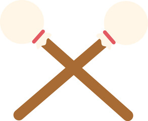Two simple cartoon-style drum mallets with light heads and brown handles crossed over each other, representing musical percussion.