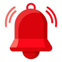 3d red bell icon with ringing effect on white background