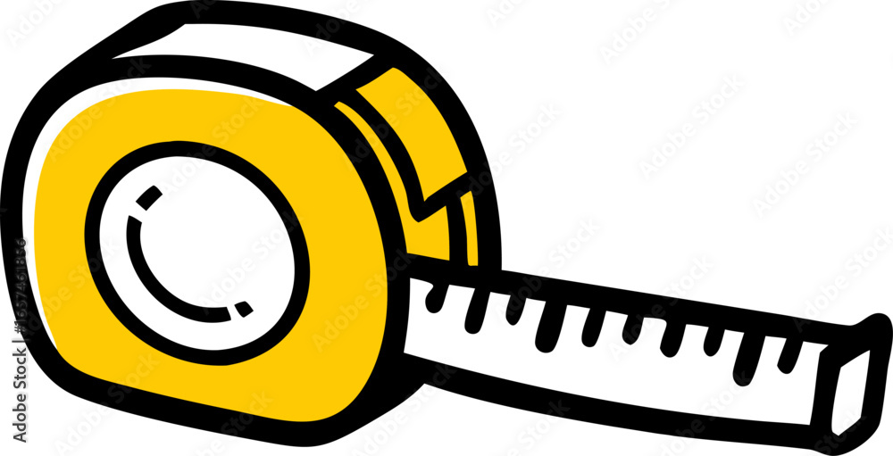 Poster extended tape measure with visible measurement markings