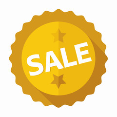 Gold round sale badge with plain white background
