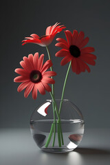 red gerbera in vase