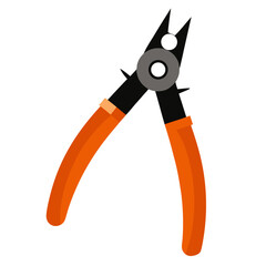 Open wire cutters on a white background