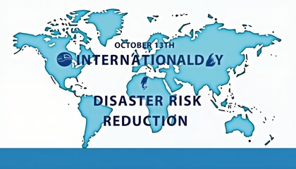 Naklejka premium World map with text for international disaster risk reduction international day october thirteenth