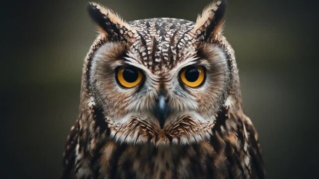 Majestic owl portrait series, showcasing various angles and details in a natural setting with