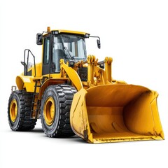 Fototapeta premium Bulldozer Front. Modern Loader Isolated on White Background for Construction Projects
