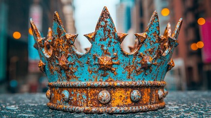 Rusted crown/laying/city street
