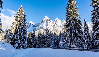 Fototapeta premium Snowy mountain road (1)