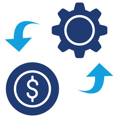 Money Management Flat Blue Icon