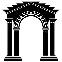 Obraz premium Arch with pillars silhouette illustration