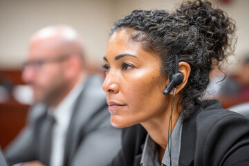 Interpreter translating in a courtroom