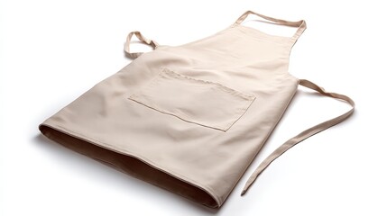 Stylish beige apron with a convenient pocket, perfect for culinary creativity and everyday protection.