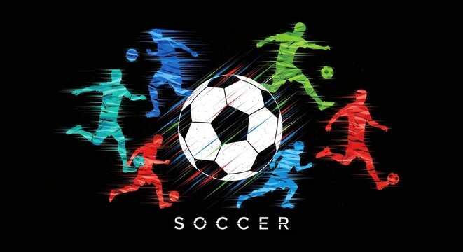 Chromatic Soccer Energy: Dynamic Player Silhouettes with Glitch Speed Trails