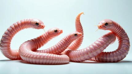 Fototapeta premium A Trio of Pink Serpents Intertwined in a Delicate Dance of Nature's Artistic Expression