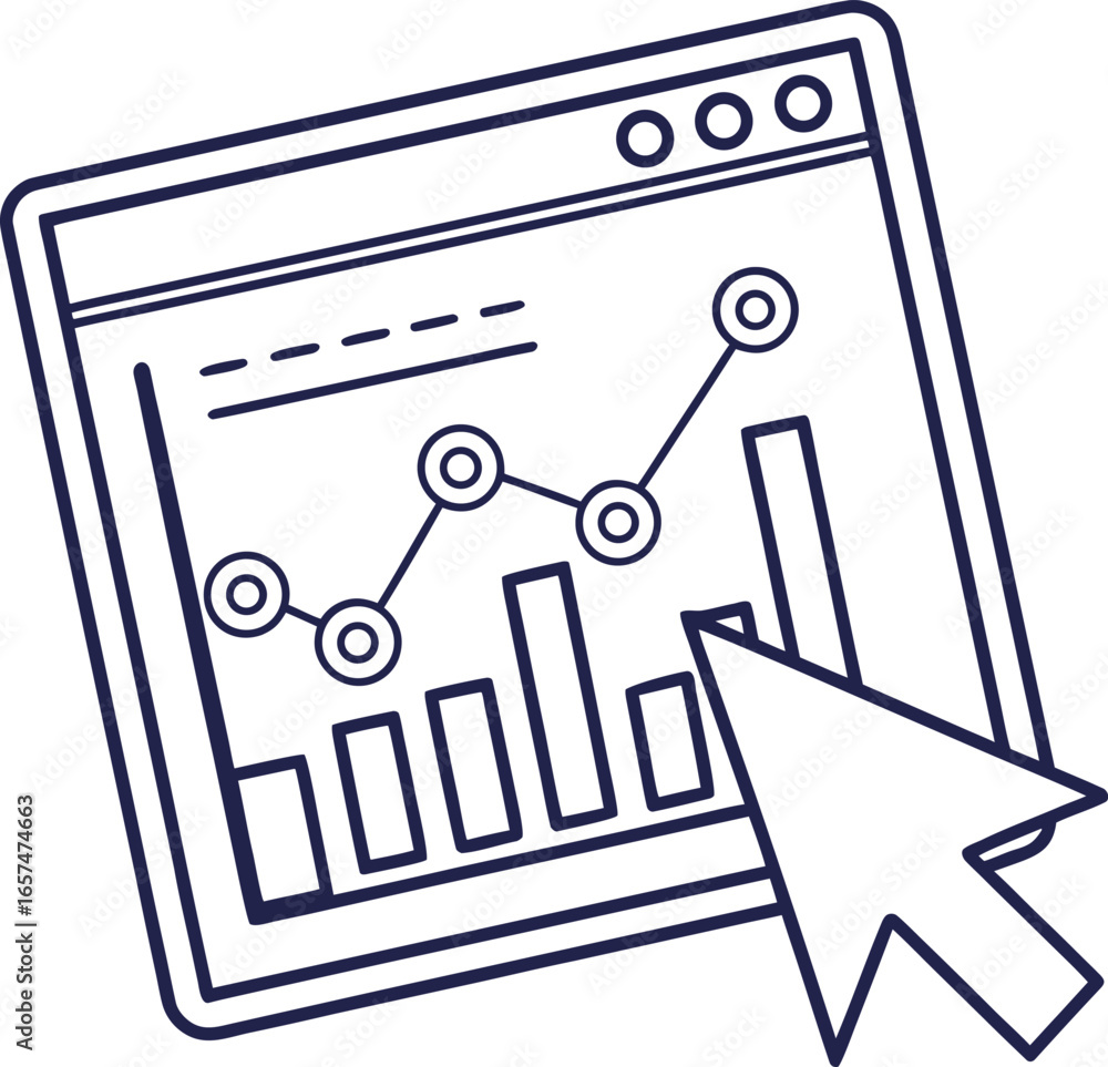 Fototapete vector art of business chart graph diagram statistic data analysis report on computer screen isolate