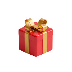 Obraz premium Red present box with golden ribbon bow celebration surprise birthday gift giving holiday christmas occasion party event